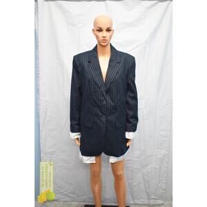 KBB by Kahlana Women's The Shirt Blazer Navy/White Striped Medium (Marks)